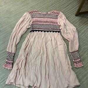 Free People Pink Smocked Dress